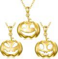 wholesale Gold 925 Sterling Silver Halloween Jack-o'-Lanterns Pendant Necklaces (Set of 3)-0-0