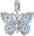 wholesale 925 Sterling Silver Butterfly Evil Eye Charm Bead for Necklace & Bracelet, Hypoallergenic Lead-Free Jewelry Gift-0-0