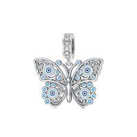 wholesale 925 Sterling Silver Butterfly Evil Eye Charm Bead for Necklace & Bracelet, Hypoallergenic Lead-Free Jewelry Gift-Evil Eye & Butterfly-Charm