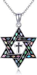 wholesale 925 Sterling Silver Cross & Star of David Pendant Necklace - Religious s for Women-0-0
