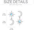 wholesale 925 Sterling Silver Star & Crescent Moon Dangle Earrings with Opalite Stone and CZ Accents-0-1