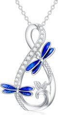 wholesale 925 Sterling Silver Blue Enamel Dragonflies & Butterflies Pendant Necklaces for Women Girls Christian  Ideas-0-0