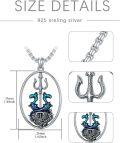 wholesale Anchor Necklace Men Women 925 Sterling Silver Navy Sailor Anchor Rudder Pendant Necklaces Nautical Jewelry Christmas Xmas Gift For Brother Him Father Husband, Sterling Silver, No Gemstone -0-3