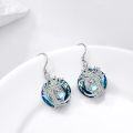 wholesale Sterling Silver Blue Crystal Tree of Life Animal Earrings (Cardinal Owl Fox Snake Sloth Giraffe) Dangle Jewelry Gift for Women-0-33
