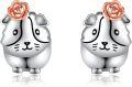 wholesale 925 Sterling Silver Cute Guinea Pig Rose Flower Stud Earrings for Women Girls  4g-0-0