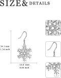wholesale 925 Sterling Silver Snowflake Leverback Dangle Drop Earrings with Cubic Zirconia Accents-0-1