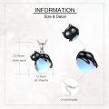wholesale 925 Sterling Silver Black Cat Necklace with Blue Moonstone Pendant for Women s-0-3