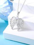 wholesale 925 Sterling Silver Angel Wings Necklace with 5A Zircon Diamond Pendant for Women-0-3