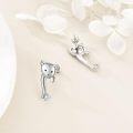 wholesale 925 Sterling Silver Cat Face Heart Stud Earrings for Women Girls Black White Gold Plated  3 Colors Available-0-2
