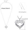 wholesale 925 Sterling Silver Heart-Shaped Double Dolphin Pendant Necklace with Crystals and Chain - Gifts for Women-0-4