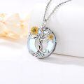 TOUPOP Sterling Silver Crystal Sunflower Tree Of Life Pendant Necklace-0-1