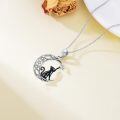 wholesale 925 Sterling Silver Crescent Moon Cat Pendant Necklace-0-5