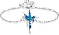 wholesale 925 Sterling Silver Blue Hummingbird Charm Bracelet s for Women-ummingbird