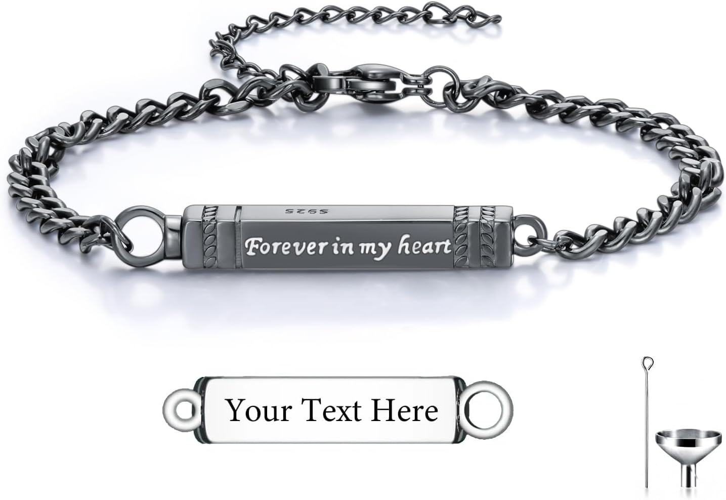 Sterling Silver Stone Urn Bracelet for Ashes Vintage Filigree Cremation Bangle-0-1