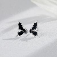 wholesale 925 Sterling Silver Black Onyx Butterfly Stud Earrings for Sensitive Ears-Butterfly Earring(Black)