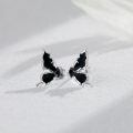 wholesale 925 Sterling Silver Butterfly Black Zircon White Gold Plated Stud Earrings-0-0