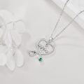 wholesale 925 Sterling Silver Green Crystal Stethoscope Heartbeat Pendant Necklace for Nurses Gifts-0-2