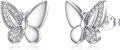 wholesale 925 Sterling Silver Butterfly Cubic Zirconia Stud Earrings for Women Girls  4 Colors Available-0-0