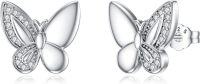 wholesale 925 Sterling Silver Butterfly Cubic Zirconia Stud Earrings for Women Girls  4 Colors Available-Butterfly Earrings