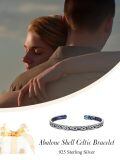 wholesale 925 Sterling Silver Abalone Shell Inlay Celtic Knot Bangle Bracelet  for Him Her-0-4