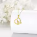 wholesale 14K Gold Heart Shaped Family Pendant Necklaces Wholesale for Sisters and Moms - Mothers' Day & Birthdays Gifts-0-3