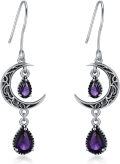 wholesale Sterling Silver Moon Earrings w Emerald Amethyst Ruby Sapphire Pink Peridot Aquamarine Citrine Black Rainbow Topaz Celtic Dangle Drops-0-38