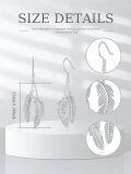 wholesale 925 Sterling Silver Double Feather Drop Earrings For Women Dangle Chain Hook Jewelry-0-1