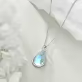 wholesale 925 Sterling Silver Blue Moonstone & Green Crystal Peacock Pendant Necklaces Wholesale for Women-0-3