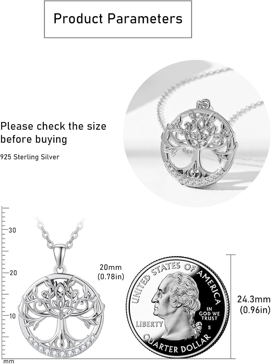 wholesale 925 Sterling Silver Round Cut Opal & Garnet Tree Of Life CZ Pendant Necklace 45cm Chain-0-4