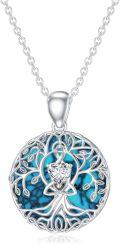 wholesale 925 Sterling Silver Tree of Life Turquoise & Moissanite Heart Pendant with 18 + 2 Extender Chain-0-0