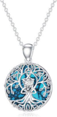 wholesale 925 Sterling Silver Tree of Life Turquoise & Moissanite Heart Pendant with 18 + 2 Extender Chain-Tree of Life-2