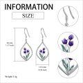 wholesale 925 Sterling Silver Purple Tulips Drop Earrings with Green Leaves and Teardrop Shape-0-4