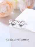 wholesale 925 Sterling Silver Heart-Shaped Baseball Stitching Stud Earrings for Sport Lovers Gift-0-1