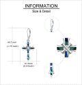 wholesale Sterling Silver Opal Cross Abalone Shell Dangle Drop Leverback Earrings-0-15