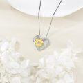wholesale 925 Sterling Silver Sunflower Mom Heart Pendant Necklace for Women-0-2