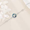 wholesale 925 Sterling Silver Heart Pendant Charm Bracelet Wholesale With Blue Crystal Circle-0-3