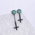 wholesale 925 Sterling Silver Cross & Turquoise Dangle Drop Stud Earrings-0-1