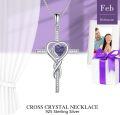 wholesale TOUPOP Cross Infinity Necklaces For Women White Gold S925 Sterling Silver Amethyst February Birthstone Pendant Necklace Christian Religious Faith Cross Birthday Jewelry For Girlfriend Wife Sister -0-4