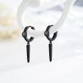 wholesale 925 Sterling Silver Gothic Punk Black Viking Rune Wolf Head Valknut Drop Dangle Earrings-0-2