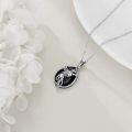 wholesale 925 Sterling Silver Phoenix Black Onyx Teardrop Pendant Necklace Platinum Plated-0-4