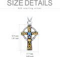 wholesale 925 Sterling Silver Celtic Knot Blue Stone Cross Necklace with Chain and Funnel Gift Set-0-3