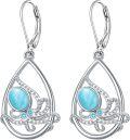 wholesale 925 Sterling Silver Teardrop Larimar & Blue Topaz Dangle Earrings - Ocean Inspired Design-0-0