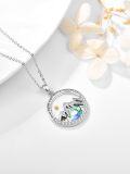 wholesale 925 Sterling Silver Abalone Shell Mountain Pendant Necklace with Yellow Stone and Cubic Zirconia - Religious Gifts for Women-0-1