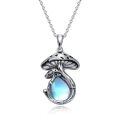 wholesale 925 Sterling Silver Mushroom Pendant Necklace With Black Onyx Platinum Plated-0-12