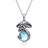 wholesale 925 Sterling Silver Opal Mushroom Pendant Necklace For Women And Men Fairy Core Jewelry Accessory-Moonstone Mushroom