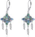 wholesale 925 Sterling Silver Abalone Shell Dreamcatcher Drop Earrings for Women Irish s 3 Long-0-0
