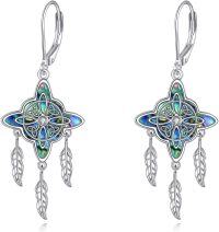 wholesale 925 Sterling Silver Abalone Shell Dreamcatcher Drop Earrings for Women Irish s 3 Long-Celtic Knot Earrings