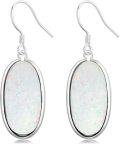 wholesale Sterling Silver Rose Gold Plated White Opal Dangle Earrings for Women-0-7