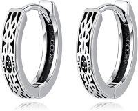 wholesale 925 Sterling Silver Black Enamel Animal Patterned Huggie Hoop Earrings-Celtic Knot