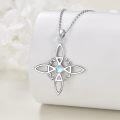 wholesale 925 Sterling Silver Moonstone Celtic Witch Knot Cross Pendant Necklace Wiccan Jewelry-0-1